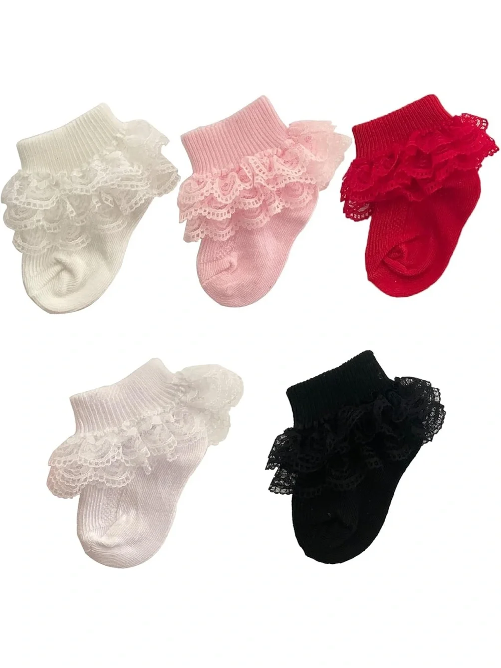 Adeimoo Newborn Baby Girls Socks Lace Ruffle Frilly 6-12 Monthe Set